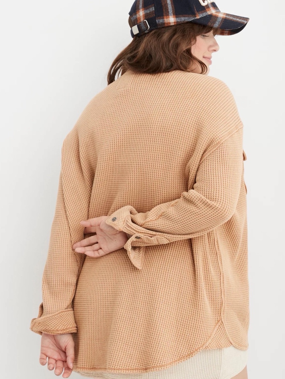 Aerie Lumberjane Waffle Knit Button Down Shirt Cappaccino Tan Size
Medium - Picture 3 of 10
